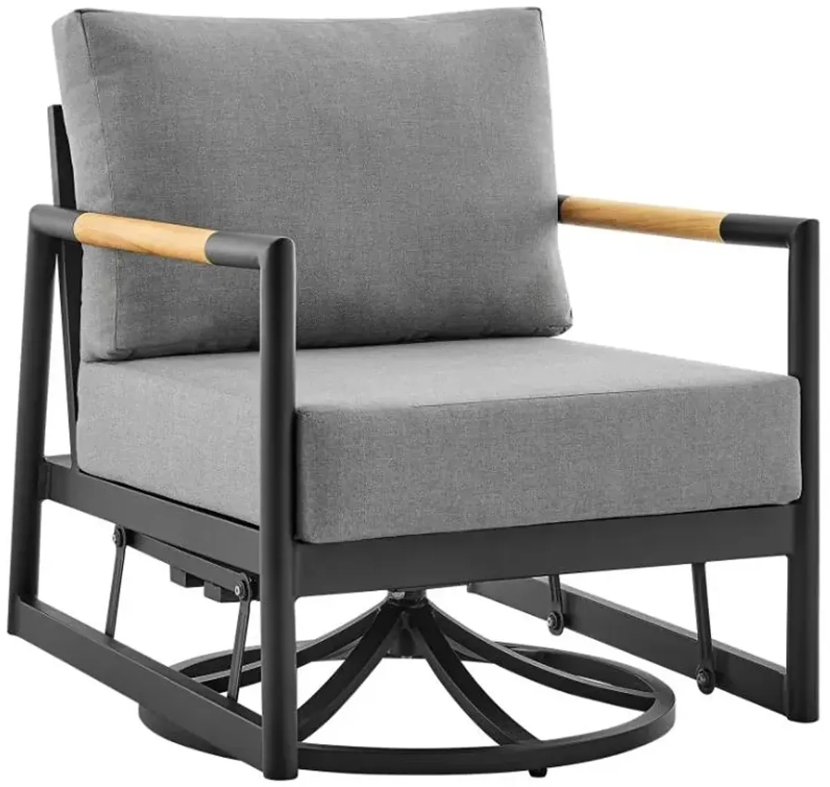 Armen Living Royal Black/Dark Grey Outdoor Patio Swivel Glider Lounge Chair