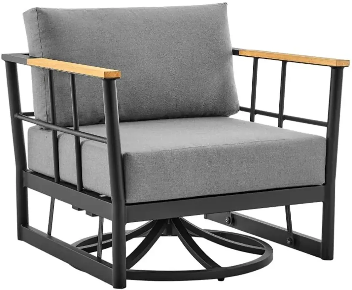 Armen Living Shari Black Outdoor Patio Swivel Glider Lounge Chair