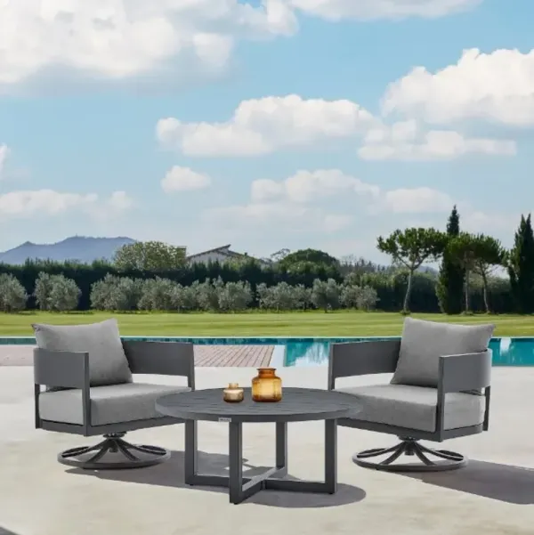 Armen Living Argiope 3-Piece Dark Gray Patio Outdoor Swivel Seating Set