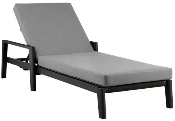 Armen Living Grand Black Outdoor Patio Chaise Lounge Chair