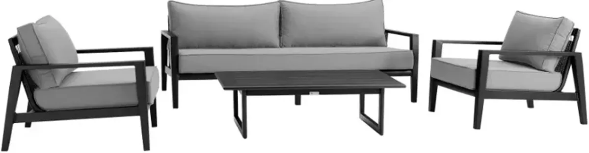 Armen Living Grand 4-Piece Aluminum/Dark Gray Outdoor Seating Set