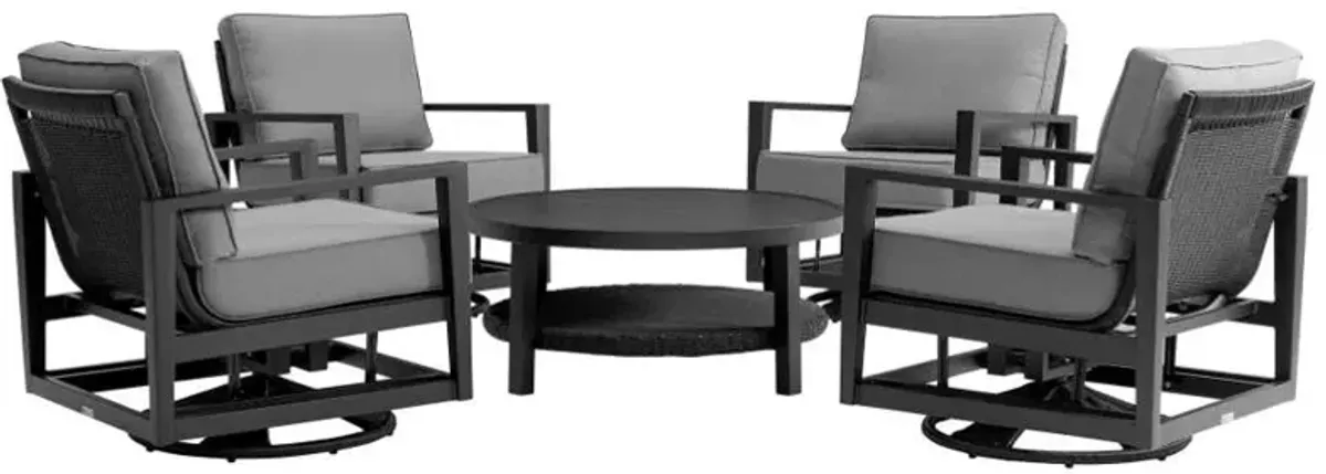Armen Living Grand 5-Piece Black/Dark Gray Outdoor Seating Set
