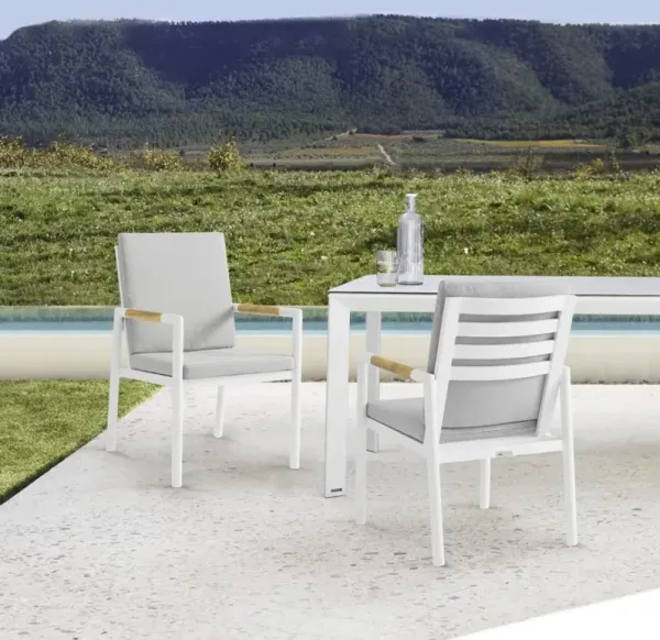 Armen Living Royal 2-Piece Light Gray/White Outdoor Dining Chair Set
