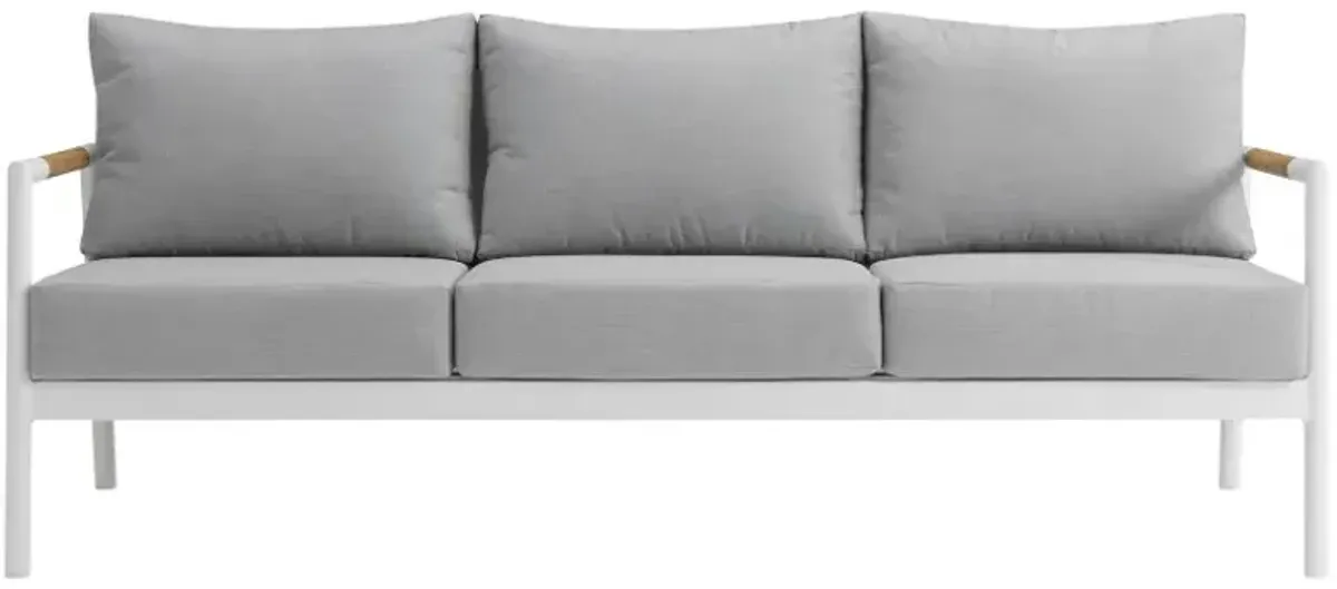 Armen Living Royal 4-Piece Aluminum/Light Gray/White Outdoor Seating Set
