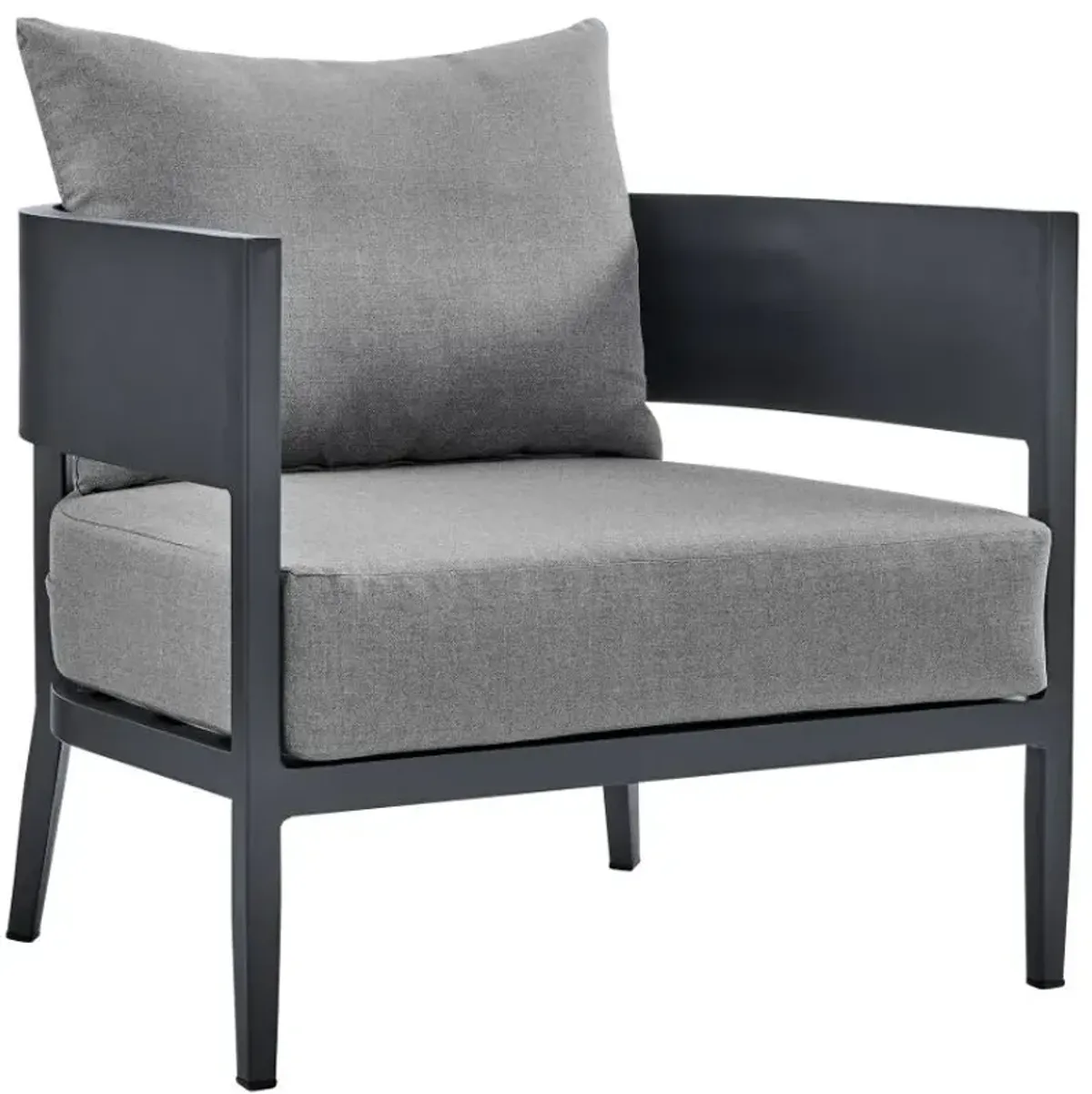 Armen Living Argiope 4-Piece Aluminum/Dark Gray Conversation Set