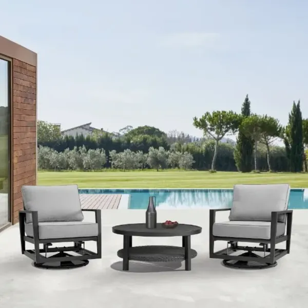 Armen Living Grand 3-Piece Black Outdoor Seating Set