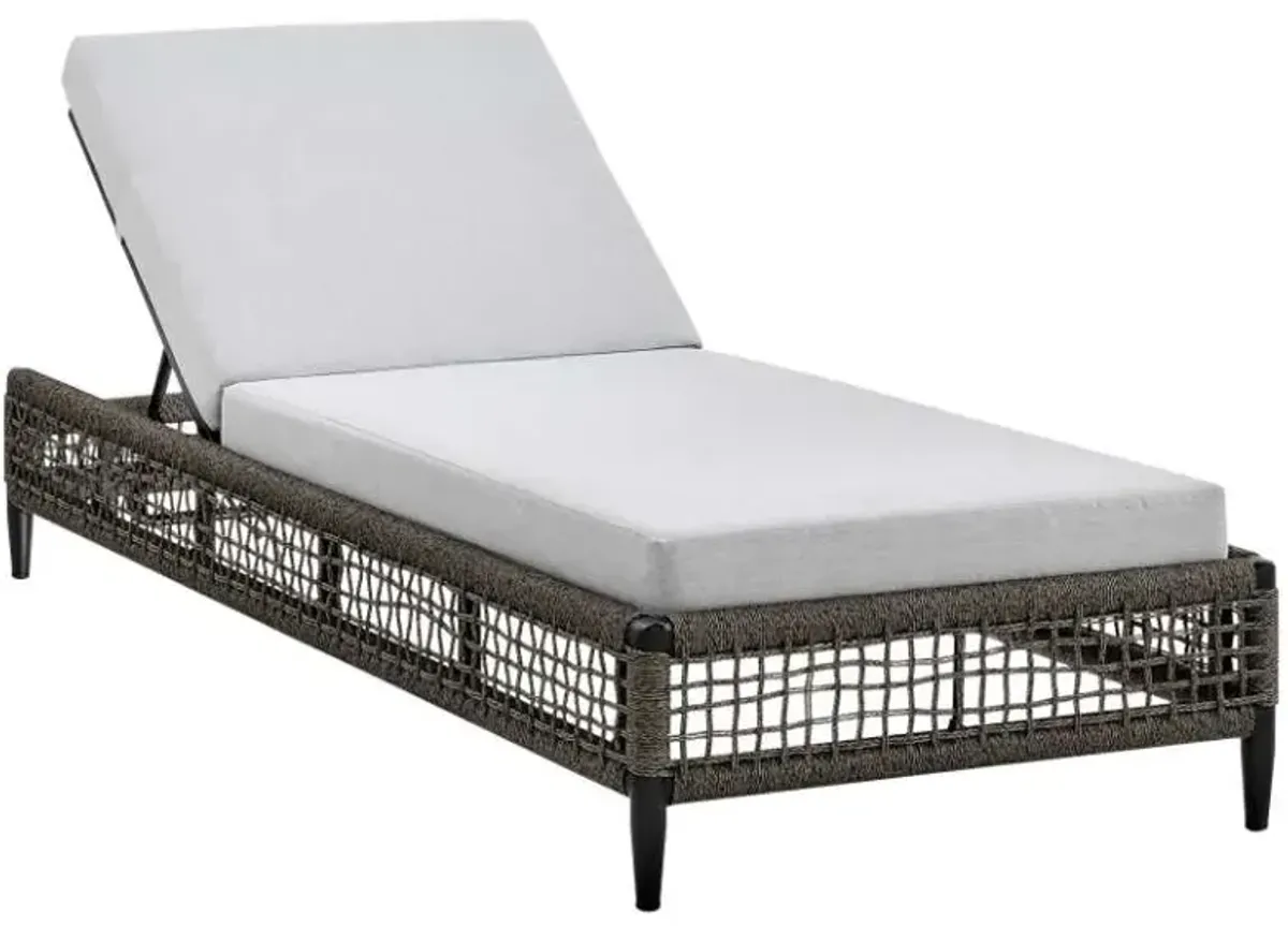 Armen Living Felicia Black/Grey Outdoor Patio Adjustable Chaise Lounge Chair