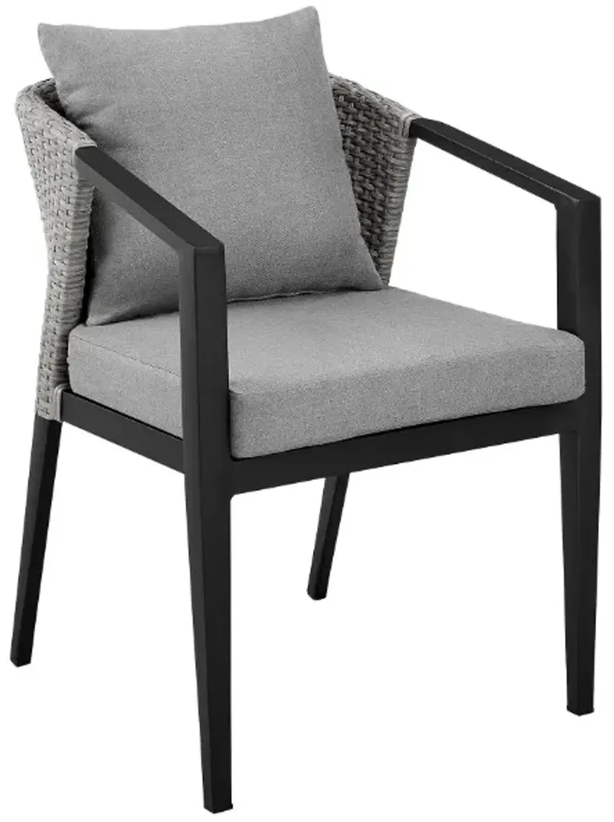 Armen Living Aileen 2-Piece Black Outdoor Patio Dining Chair