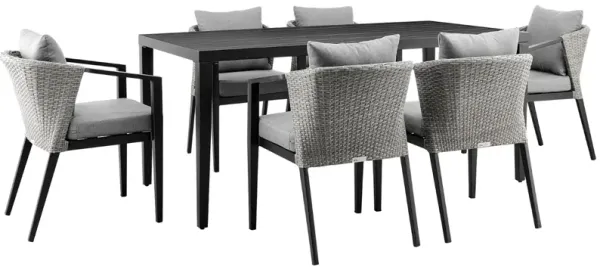 Armen Living Aileen 7-Piece Black Outdoor Patio Dining Set