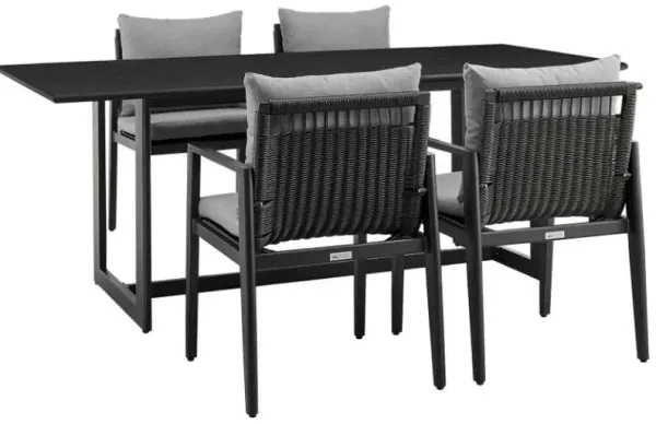 Armen Living Grand 5-Piece Black/Grey Outdoor Patio Dining Set