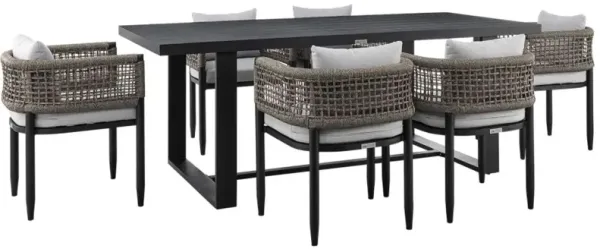 Armen Living Felicia 7-Piece Black/Grey/Light Grey Outdoor Dining Set