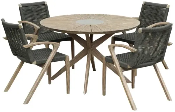 Armen Living Sachi and Brielle 5-Piece Light Eucalyptus Outdoor Dining Set