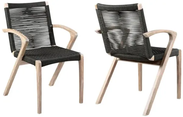 Armen Living Nabila 2-Piece Teak Outdoor Dining Chairs