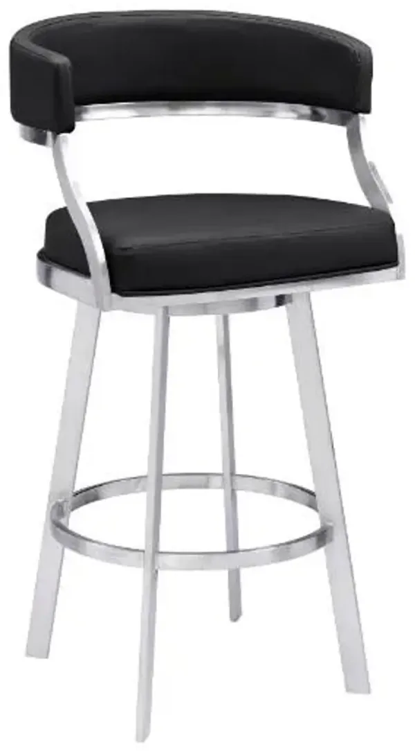 Armen Living Dione Black/Brushed Stainless Steel Barstool