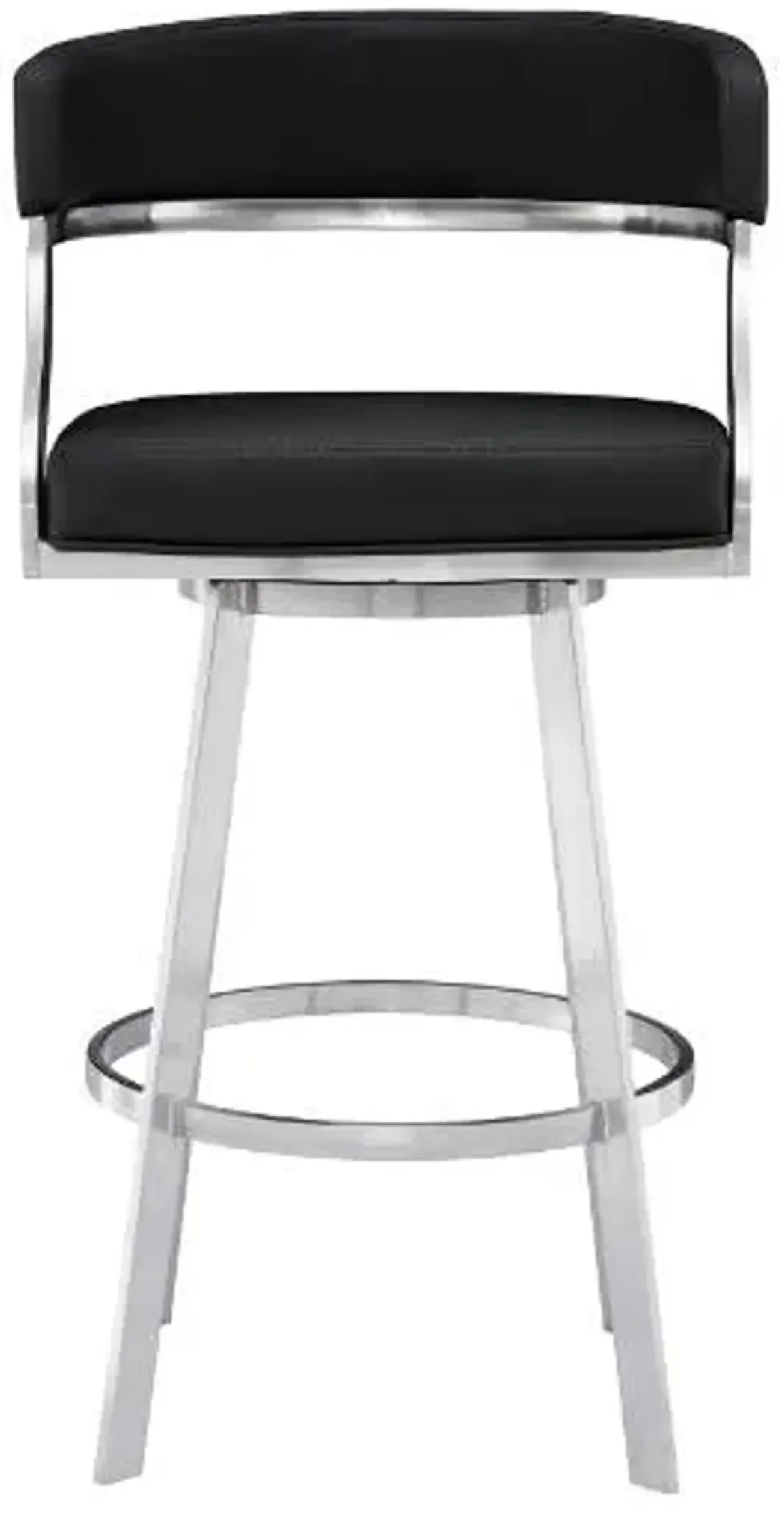 Armen Living Dione Black/Brushed Stainless Steel Counter Stool