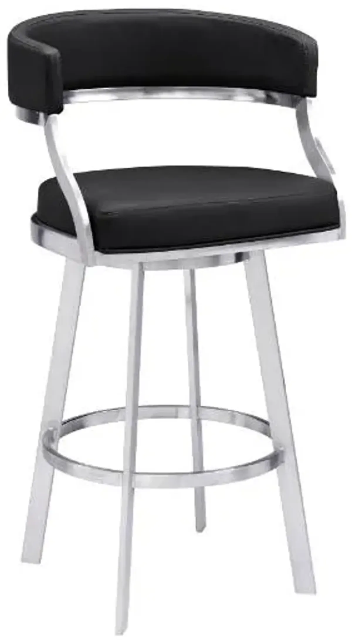 Armen Living Dione Black/Brushed Stainless Steel Counter Stool