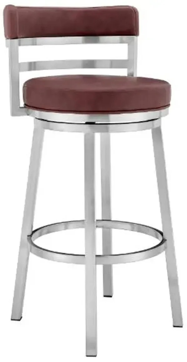 Armen Living Titana Brushed Stainless Steel/Red Counter Stool