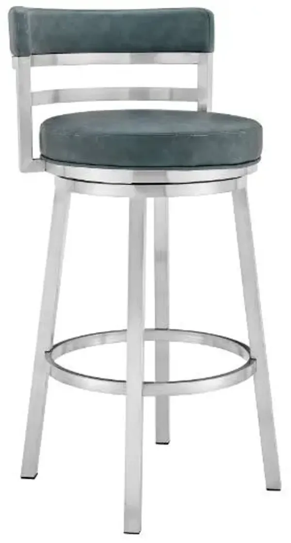Armen Living Titana Blue/Brushed Stainless Steel Counter Stool