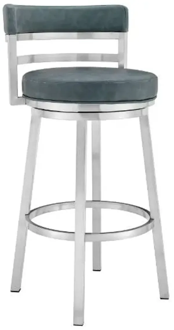 Armen Living Titana Blue/Brushed Stainless Steel Barstool