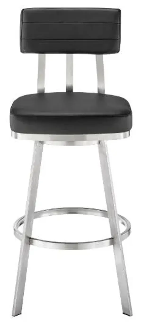 Armen Living Jinab Black/Brushed Stainless Steel Counter Stool