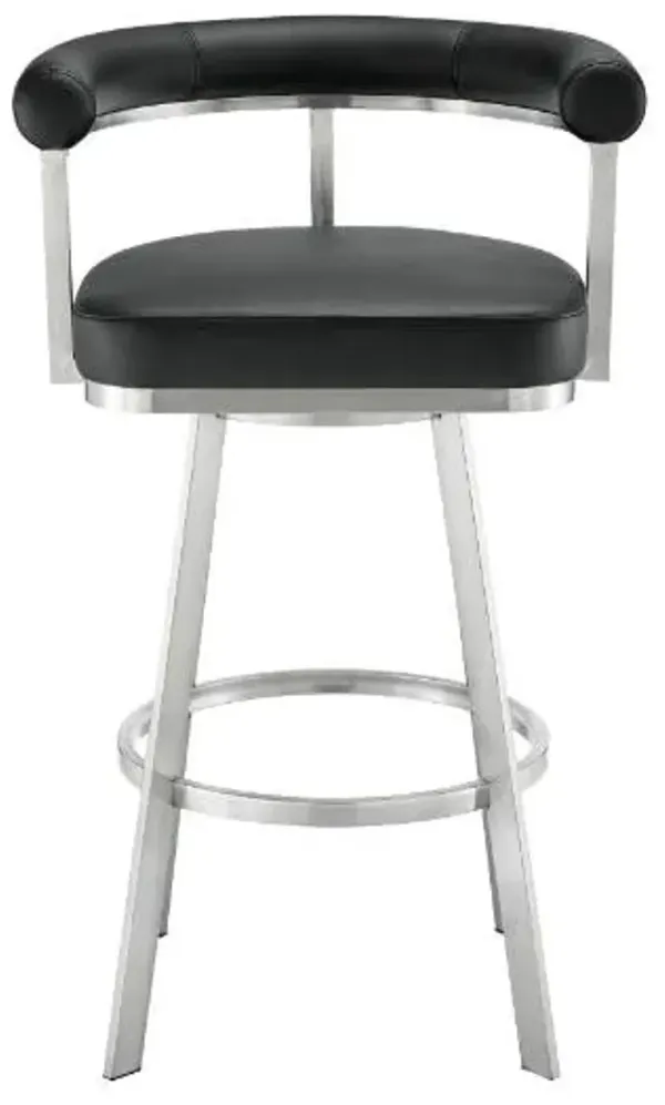 Armen Living Nolagam Black/Brushed Stainless Steel Counter Stool