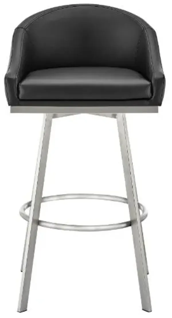 Armen Living Noran Black/Brushed Stainless Steel Counter Stool