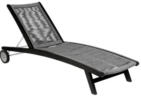 Armen Living Chateau Charcoal/Light Eucalyptus Outdoor Patio Adjustable Chaise Lounge Chair