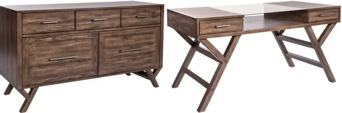 Liberty Furniture Lennox 2-Piece Weathered Chestnut Desk Set