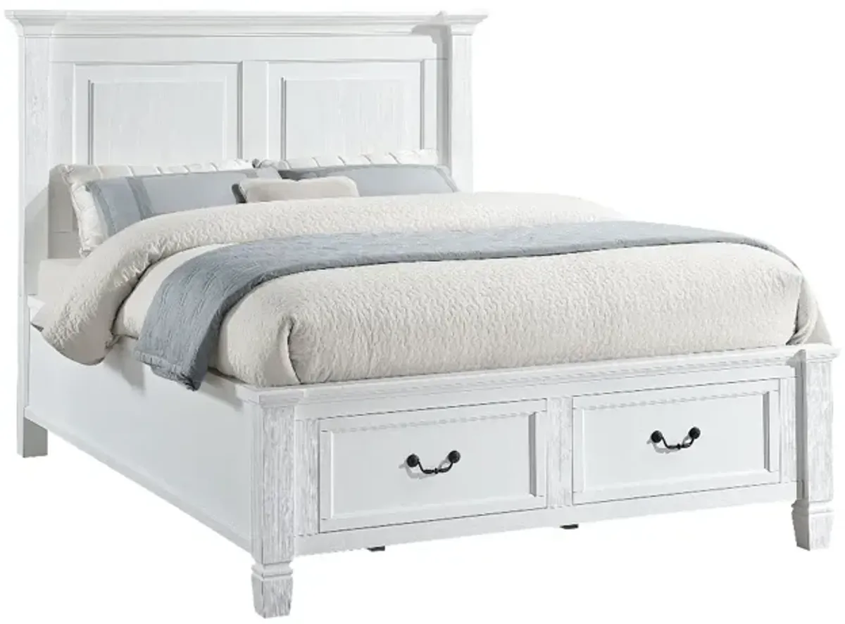 Lake Shore Cottage White King Storage Bed