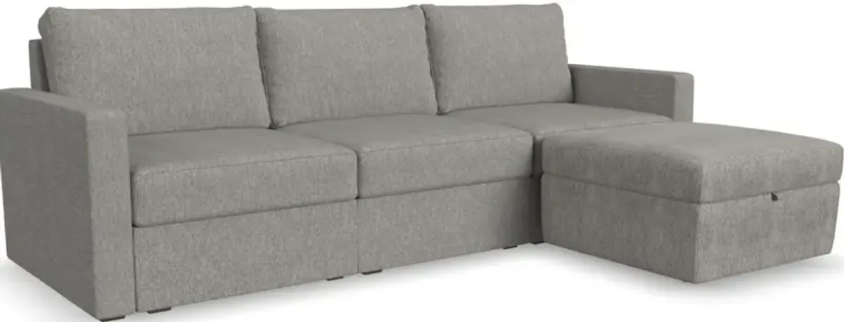 Flex by Flexsteel® 4-Piece Pebble Modular Sofa with Storage Ottoman