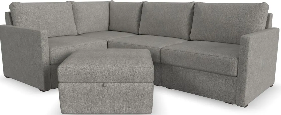 Flex by Flexsteel® 4-Piece Gray 4-Seat Sectional with Storage Ottoman
