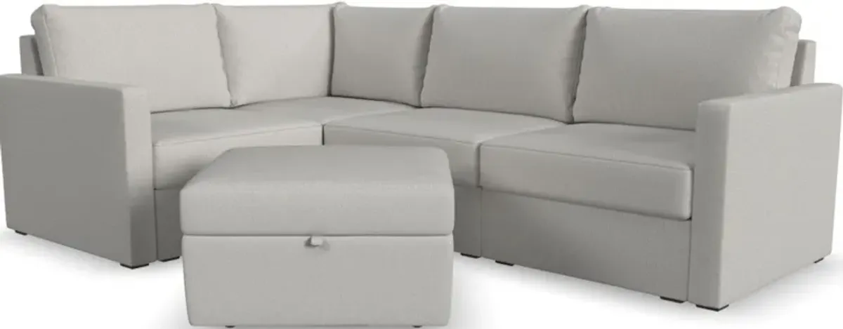 Flex by Flexsteel® 5-Piece Frost Sectional with Storage Ottoman