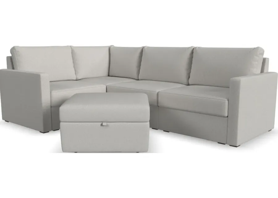 Flex by Flexsteel® 5-Piece Frost Sectional with Storage Ottoman