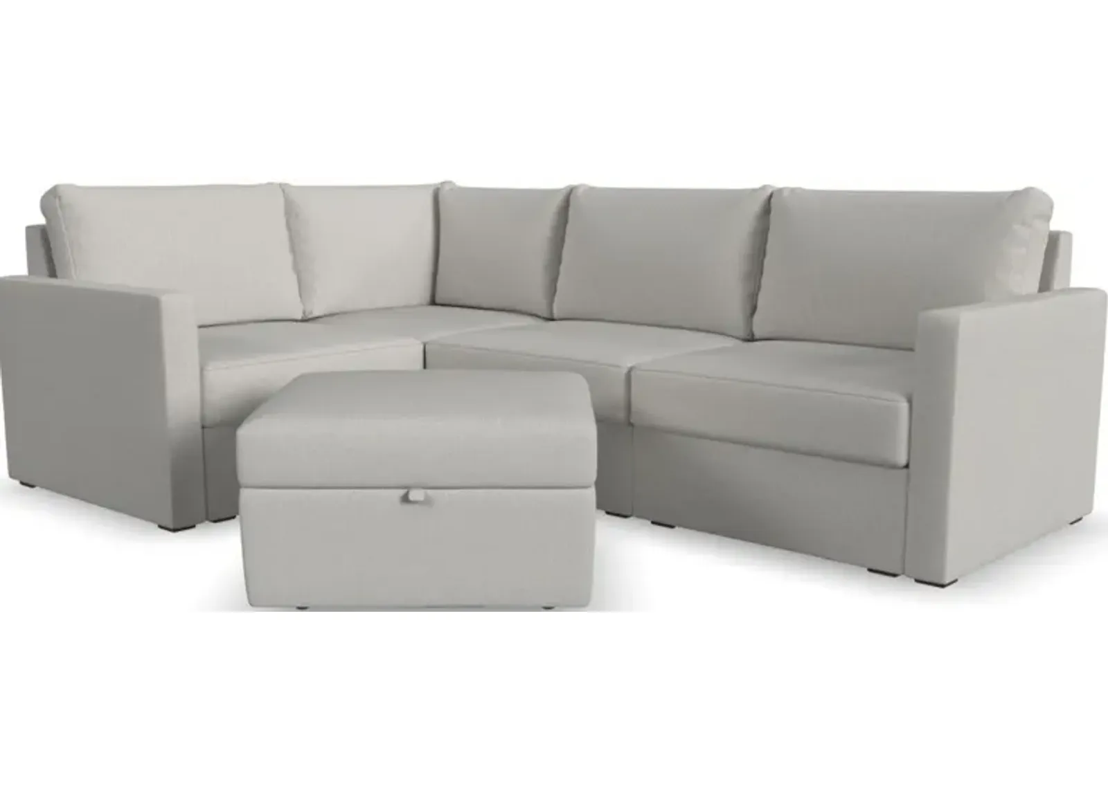 Flex by Flexsteel® 5-Piece Frost Sectional with Storage Ottoman