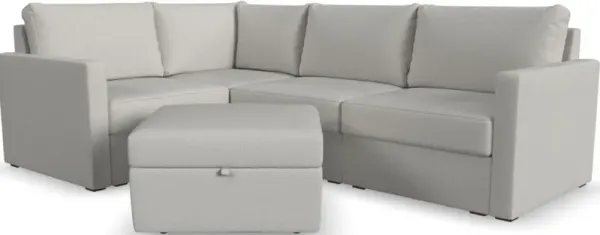 Flex by Flexsteel® 5-Piece Frost Sectional with Storage Ottoman