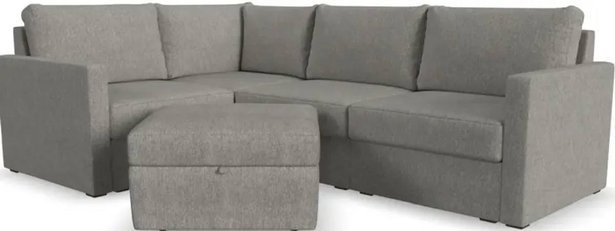 Flex by Flexsteel® 5-Piece Pebble Sectional with Storage Ottoman