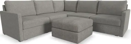 Flex by Flexsteel® 5-Piece Gray 5-Seat Sectional with Ottoman