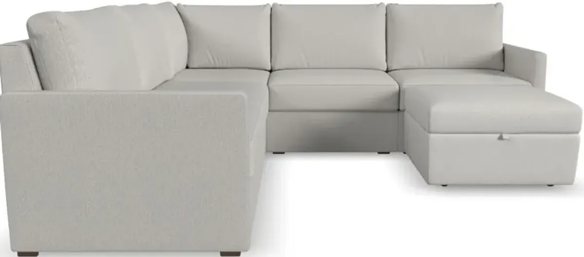 Flex by Flexsteel® 5-Piece Frost 5-Seat Sectional with Storage Ottoman