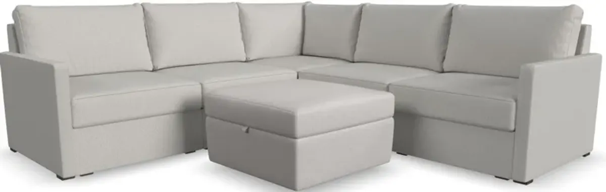 Flex by Flexsteel® 5-Piece Taupe 5-Seat Sectional with Storage Ottoman