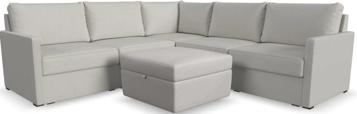 Flex by Flexsteel® 5-Piece Taupe 5-Seat Sectional with Storage Ottoman