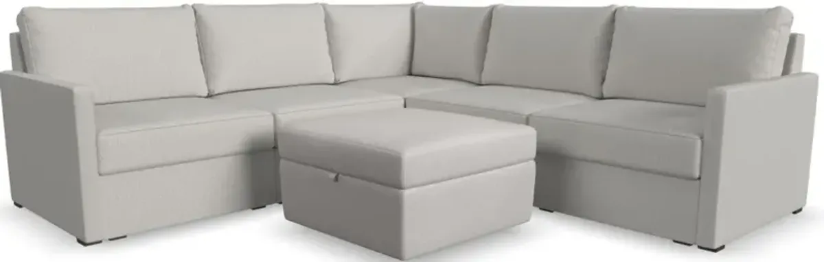 Flex by Flexsteel® 5-Piece Frost 5-Seat Sectional with Storage Ottoman