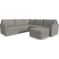 Flex by Flexsteel® 5-Piece Gray 5-Seat Sectional with Storage Ottoman