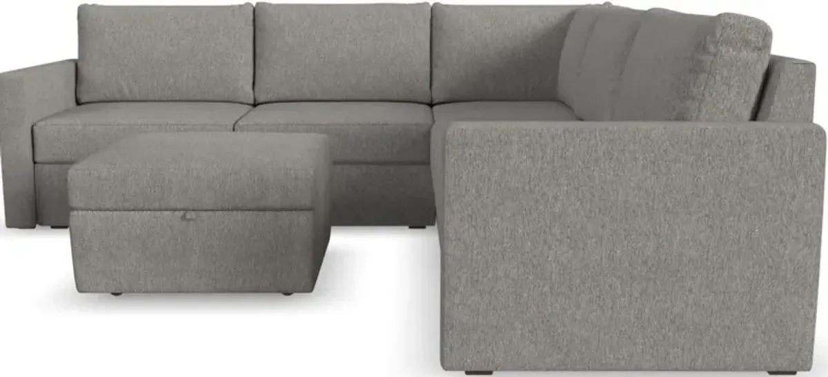 Flex by Flexsteel® 6-Piece Pebble Sectional with Storage Ottoman