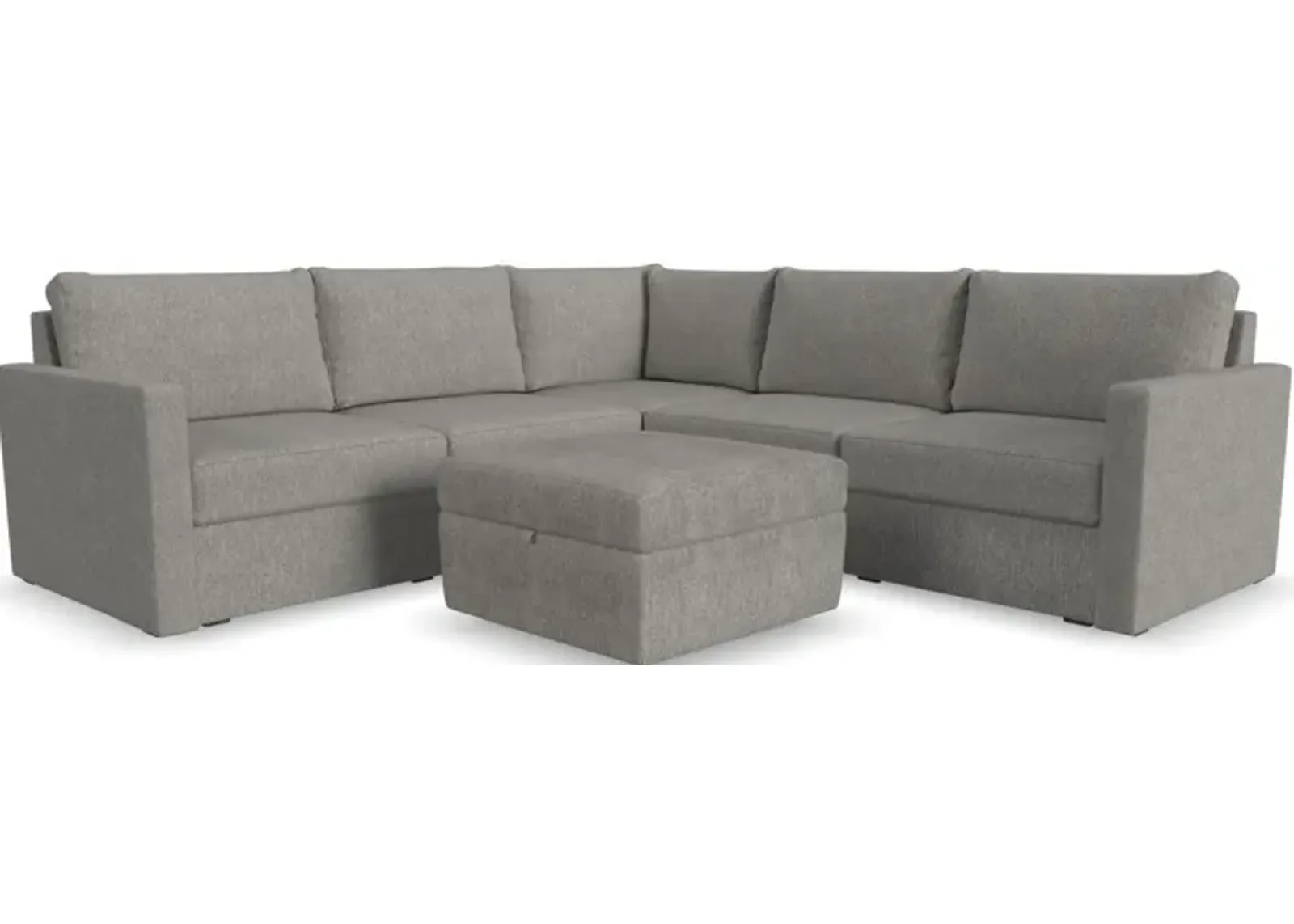 Flex by Flexsteel® 6-Piece Pebble Sectional with Storage Ottoman