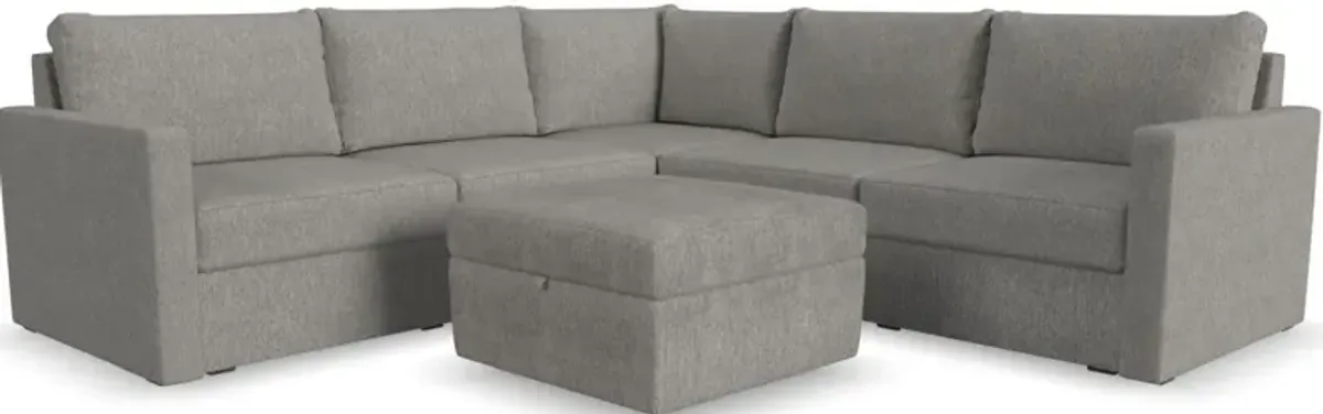 Flex by Flexsteel® 6-Piece Pebble Sectional with Storage Ottoman