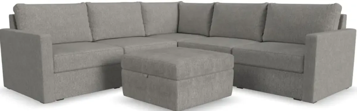 Flex by Flexsteel® 6-Piece Pebble Sectional with Storage Ottoman