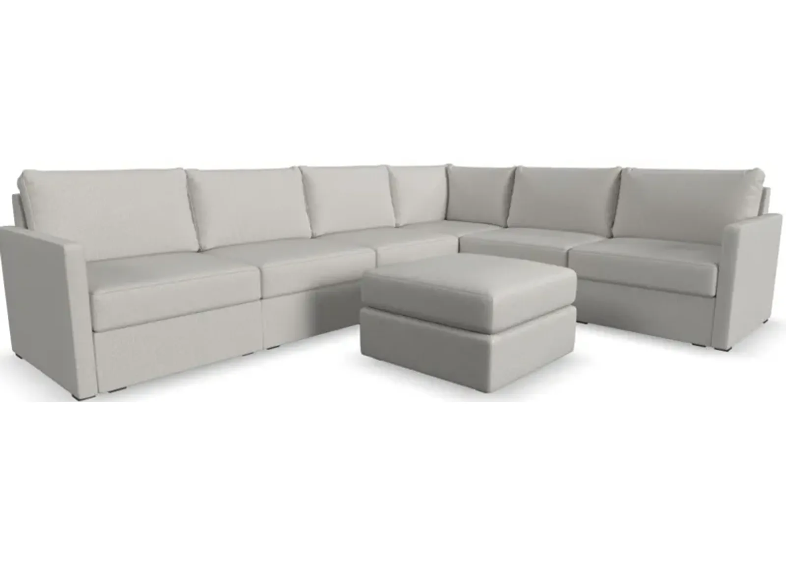 Flex by Flexsteel® 7-Piece Taupe Sectional with Ottoman