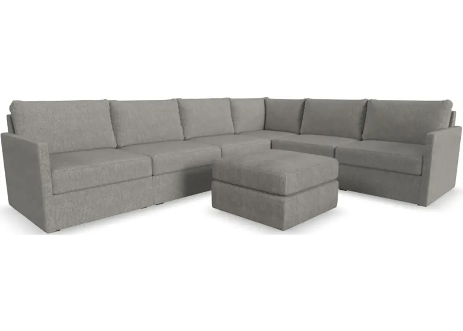 Flex by Flexsteel® 7-Piece Gray Sectional with Ottoman