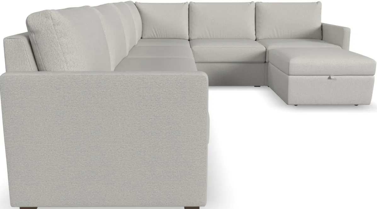 Flex by Flexsteel® 7-Piece Taupe Sectional with Ottoman