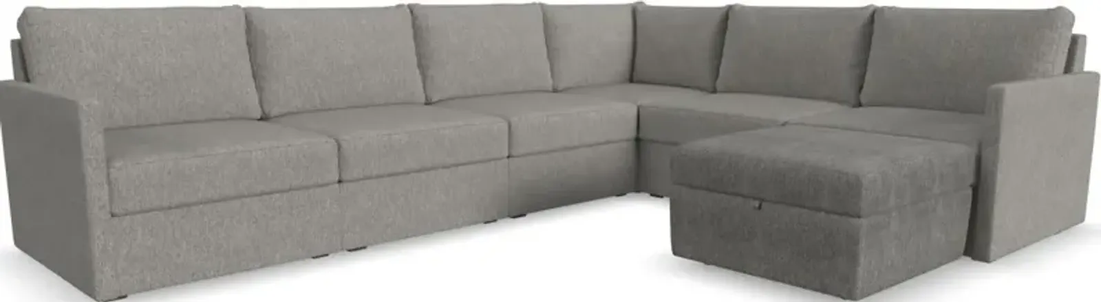 Flex by Flexsteel® 7-Piece Gray Sectional with Ottoman